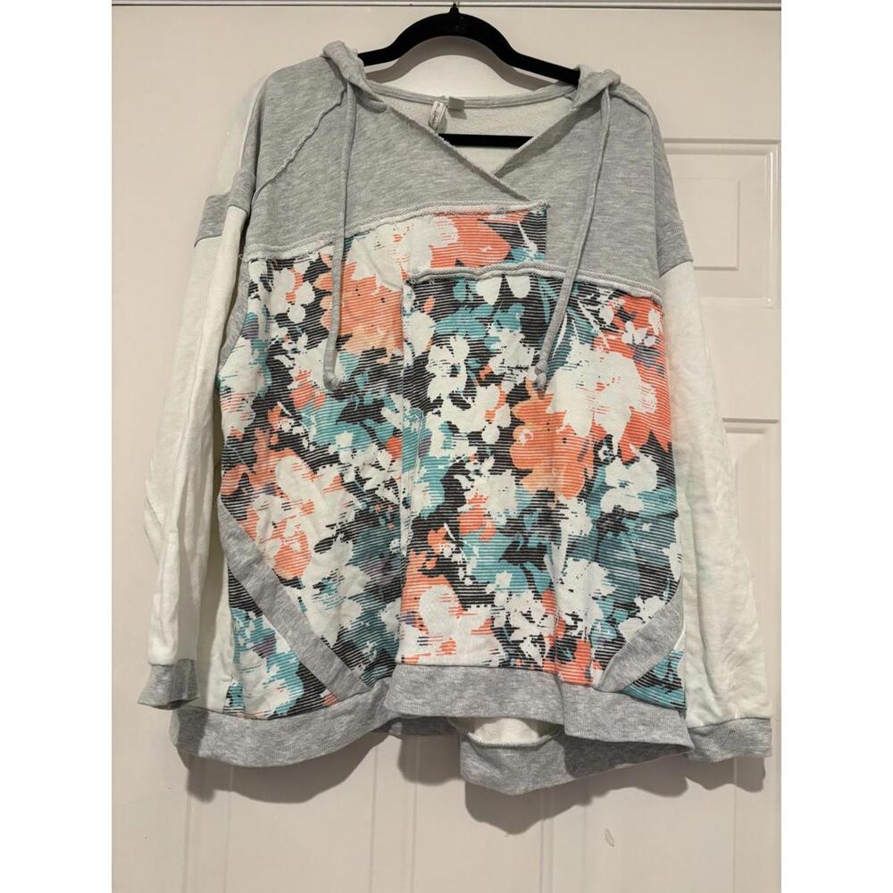 Live Well Lifestyle women's active wear sweatshirt floral hoodie sz 18w #1588